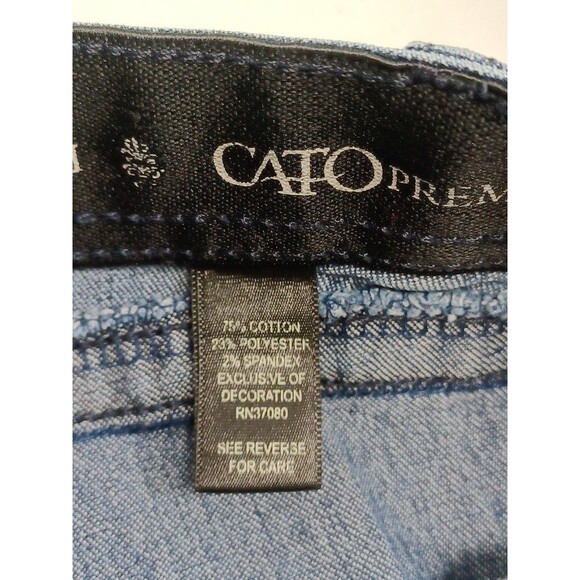 Cato Denim Blue Jeans Size 22W Pockets Distressed Elastic Waistband - Picture 7 of 9